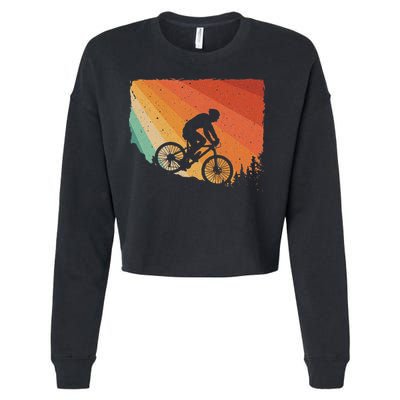 Mountain Biking Design Mountain Bike Cropped Pullover Crew