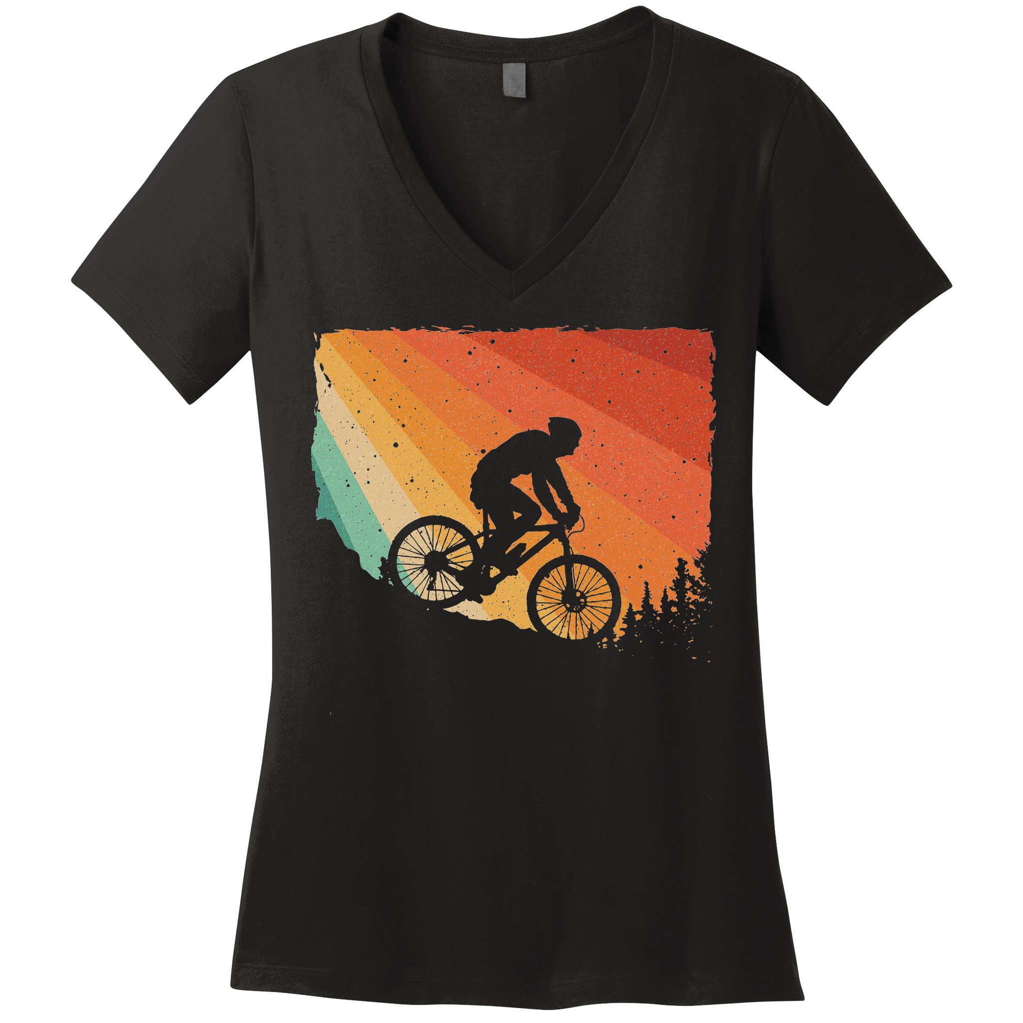 Mountain Biking Design Mountain Bike Women's V-Neck T-Shirt