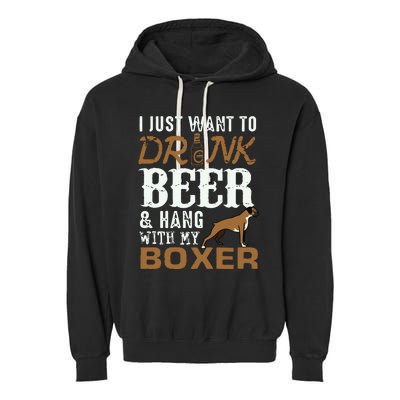 Men Boxer Dad T Funny Fathers Day Dog Lover Gift Beer Tee Garment-Dyed Fleece Hoodie