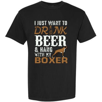 Men Boxer Dad T Funny Fathers Day Dog Lover Gift Beer Tee Garment-Dyed Heavyweight T-Shirt