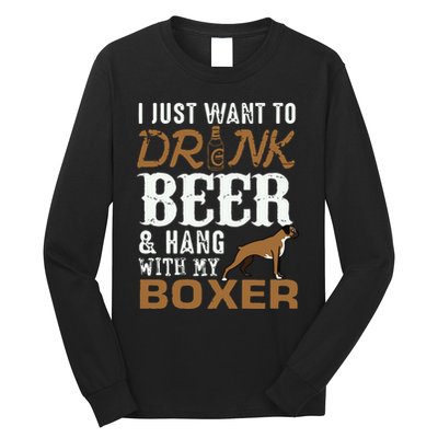 Men Boxer Dad T Funny Fathers Day Dog Lover Gift Beer Tee Long Sleeve Shirt