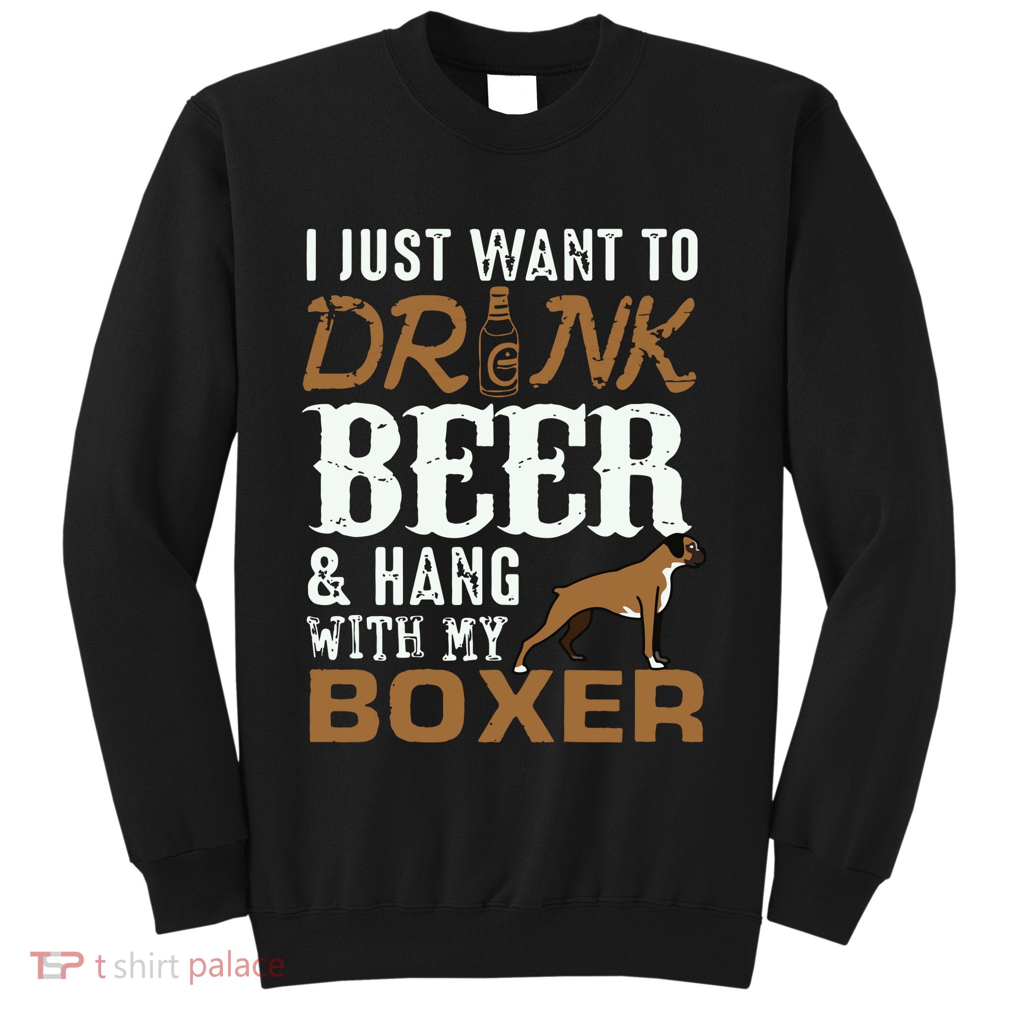 Men Boxer Dad T Funny Fathers Day Dog Lover Gift Beer Tee Sweatshirt