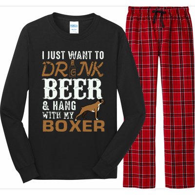 Men Boxer Dad T Funny Fathers Day Dog Lover Gift Beer Tee Long Sleeve Pajama Set