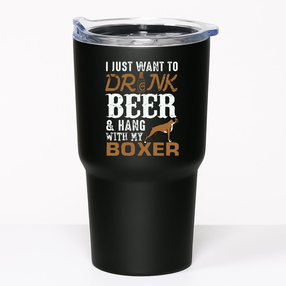 Men Boxer Dad T Funny Fathers Day Dog Lover Gift Beer Tee Tumbler