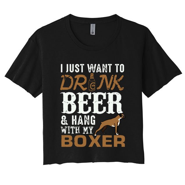 Men Boxer Dad T Funny Fathers Day Dog Lover Gift Beer Tee Crop Top