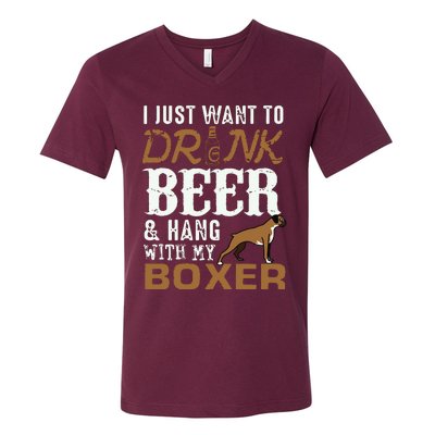 Men Boxer Dad T Funny Fathers Day Dog Lover Gift Beer Tee V-Neck T-Shirt