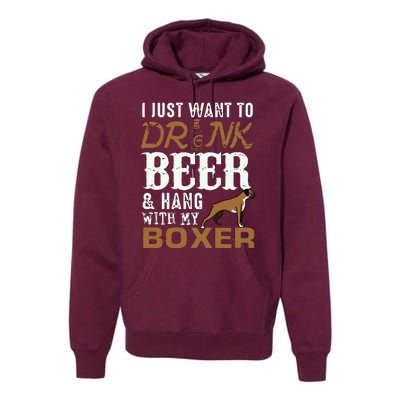 Men Boxer Dad T Funny Fathers Day Dog Lover Gift Beer Tee Premium Hoodie