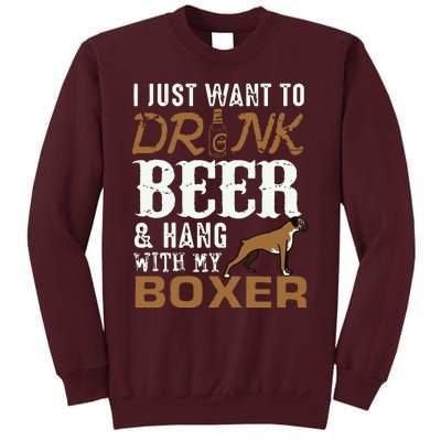 Men Boxer Dad T Funny Fathers Day Dog Lover Gift Beer Tee Tall Sweatshirt