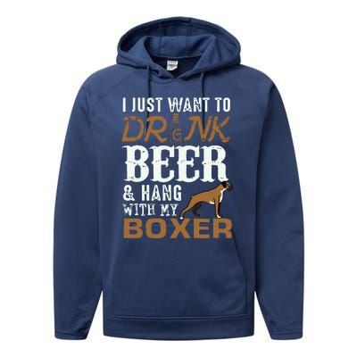 Men Boxer Dad T Funny Fathers Day Dog Lover Gift Beer Tee Performance Fleece Hoodie