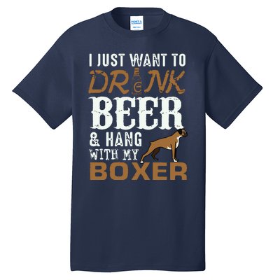 Men Boxer Dad T Funny Fathers Day Dog Lover Gift Beer Tee Tall T-Shirt