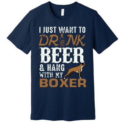 Men Boxer Dad T Funny Fathers Day Dog Lover Gift Beer Tee Premium T-Shirt