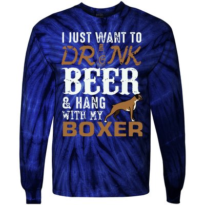 Men Boxer Dad T Funny Fathers Day Dog Lover Gift Beer Tee Tie-Dye Long Sleeve Shirt