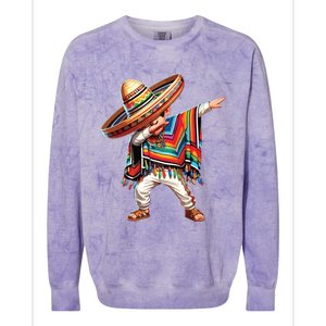 Mexican Boy Dabbing Poncho Cinco De Mayo Colorblast Crewneck Sweatshirt