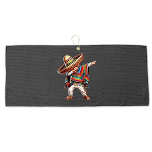 Mexican Boy Dabbing Poncho Cinco De Mayo Large Microfiber Waffle Golf Towel