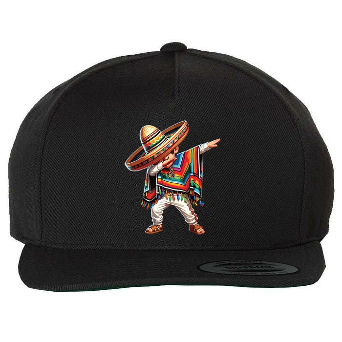 Mexican Boy Dabbing Poncho Cinco De Mayo Wool Snapback Cap
