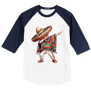 Mexican Boy Dabbing Poncho Cinco De Mayo Baseball Sleeve Shirt