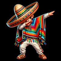 Mexican Boy Dabbing Poncho Cinco De Mayo USA-Made Doggie Bandana