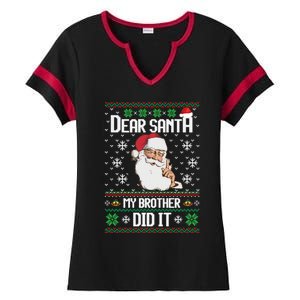 My Brother Did It Ugly Christmas Ladies Halftime Notch Neck Tee