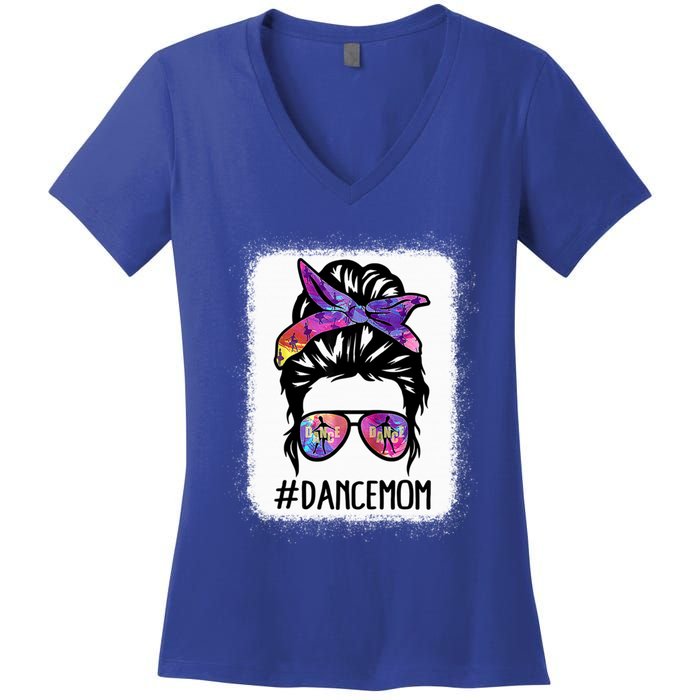 Messy Bun Dance Mom Life Ballet Dancing Mother's Day Gift Women's V-Neck T-Shirt