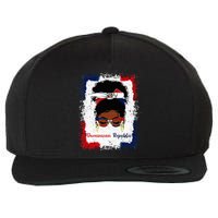 Messy Bun Dominican Republic Flag Woman Girl Wool Snapback Cap