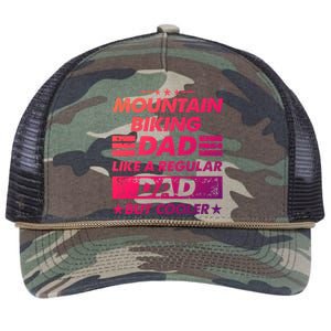 Mountain Biking Dad Like A Regular Dad Funny Mountain Biking Gift Retro Rope Trucker Hat Cap