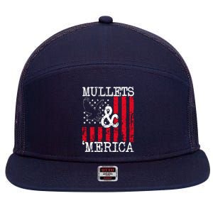 Merica Bald Eagle Mullet 4th Of July American Flag Patriotic Gift 7 Panel Mesh Trucker Snapback Hat