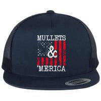 Merica Bald Eagle Mullet 4th Of July American Flag Patriotic Gift Flat Bill Trucker Hat