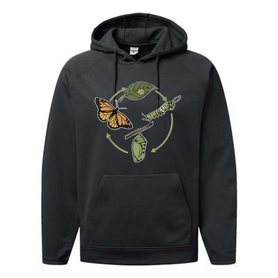 Monarch Butterfly Evolution Cute Butterfly Performance Fleece Hoodie