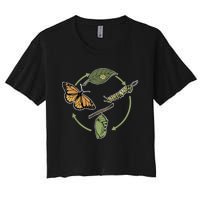 Monarch Butterfly Evolution Cute Butterfly Women's Crop Top Tee