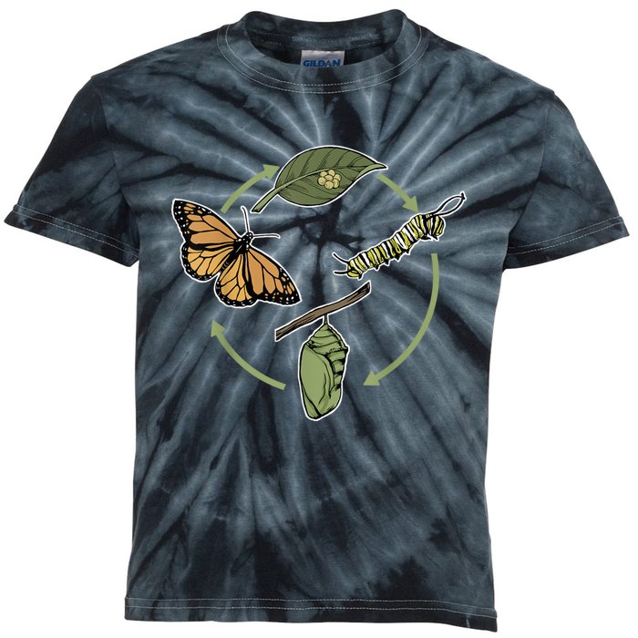 Monarch Butterfly Evolution Cute Butterfly Kids Tie-Dye T-Shirt