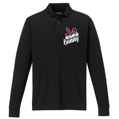 Mama Bunny Easter Bunny Ears Gift Performance Long Sleeve Polo