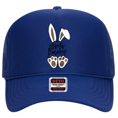 Mama Bunny Easter Bunny Leopard Gift High Crown Mesh Back Trucker Hat