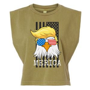 Merica Bald Eagle 4th Of July Trump American Flag Funny Gift Garment-Dyed Women's Muscle Tee