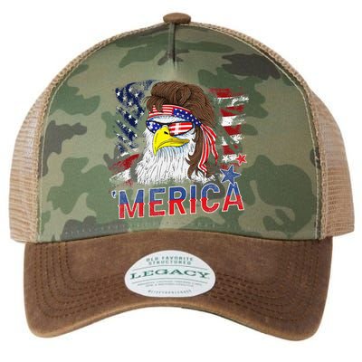 Merica Bald Eagle Mullet 4th Of July American Flag Patriotic Legacy Tie Dye Trucker Hat