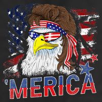 Merica Bald Eagle Mullet 4th Of July American Flag Patriotic 7 Panel Mesh Trucker Snapback Hat