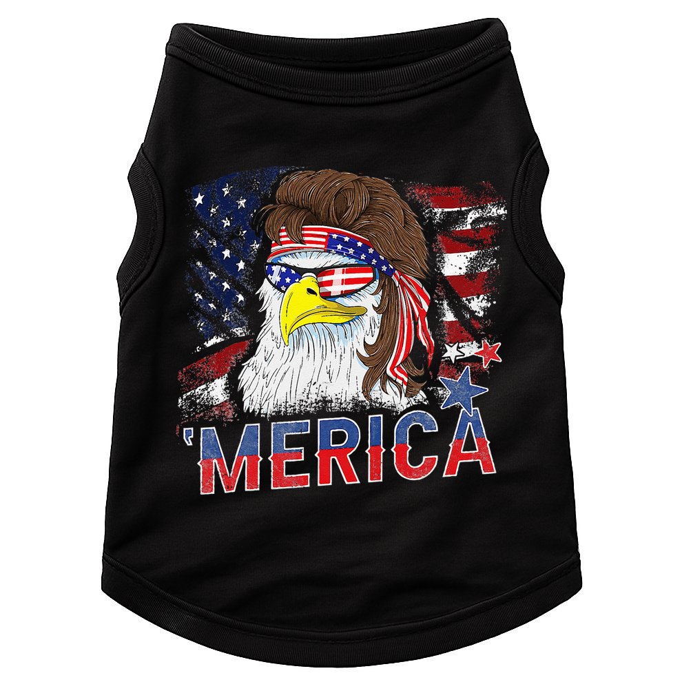Merica Bald Eagle Mullet 4th Of July American Flag Patriotic Doggie Tank
