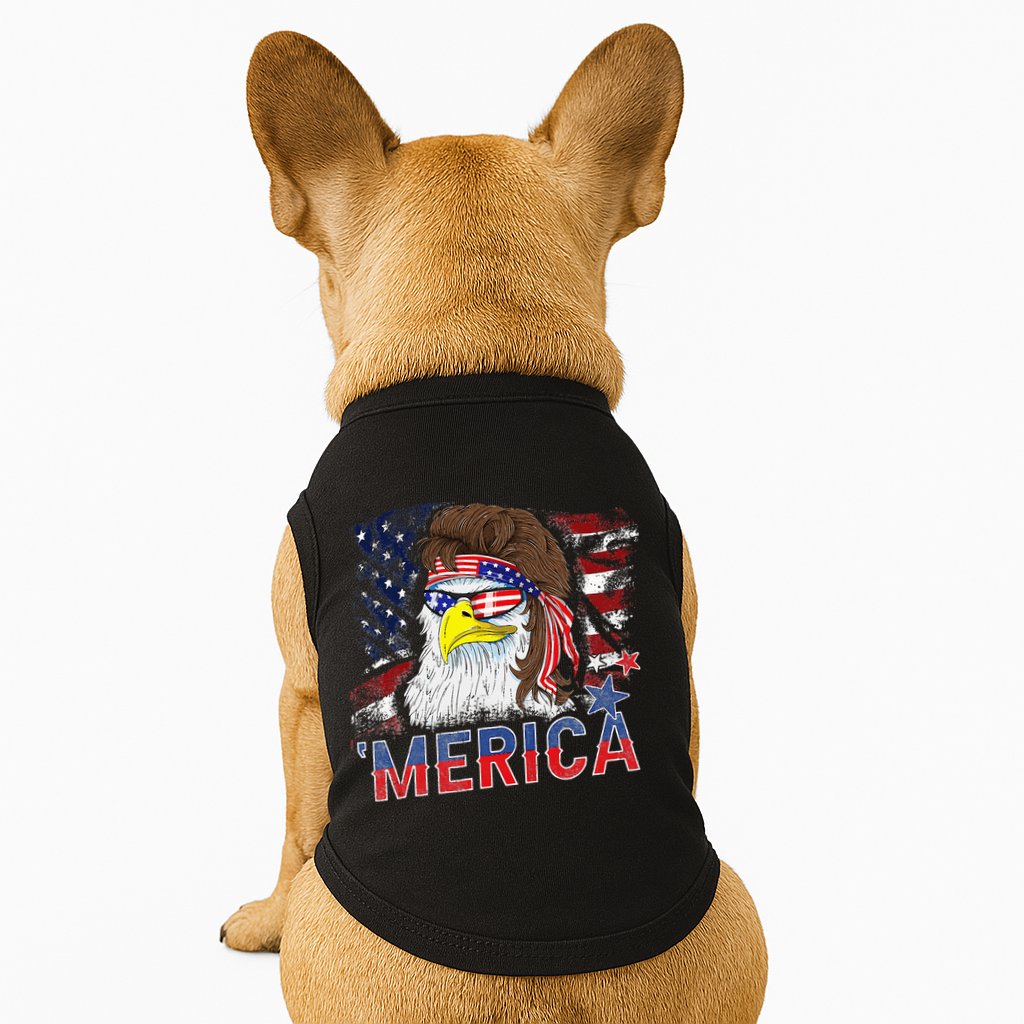 Merica Bald Eagle Mullet 4th Of July American Flag Patriotic Doggie Tank