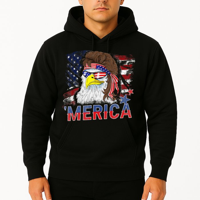 Merica Bald Eagle Mullet 4th Of July American Flag Patriotic Hoodie