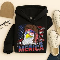 Merica Bald Eagle Mullet 4th Of July American Flag Patriotic Hoodie