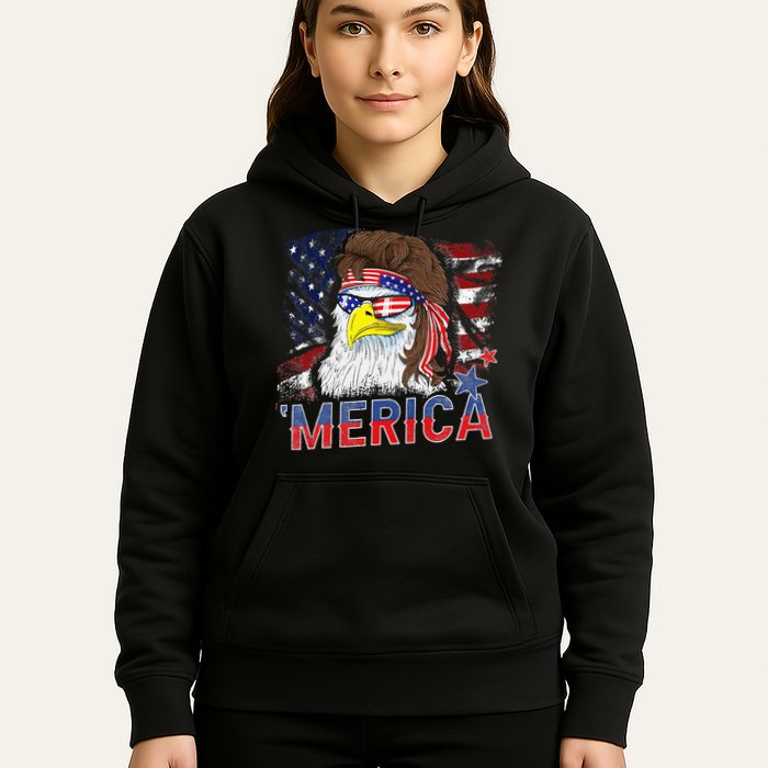 Merica Bald Eagle Mullet 4th Of July American Flag Patriotic Hoodie