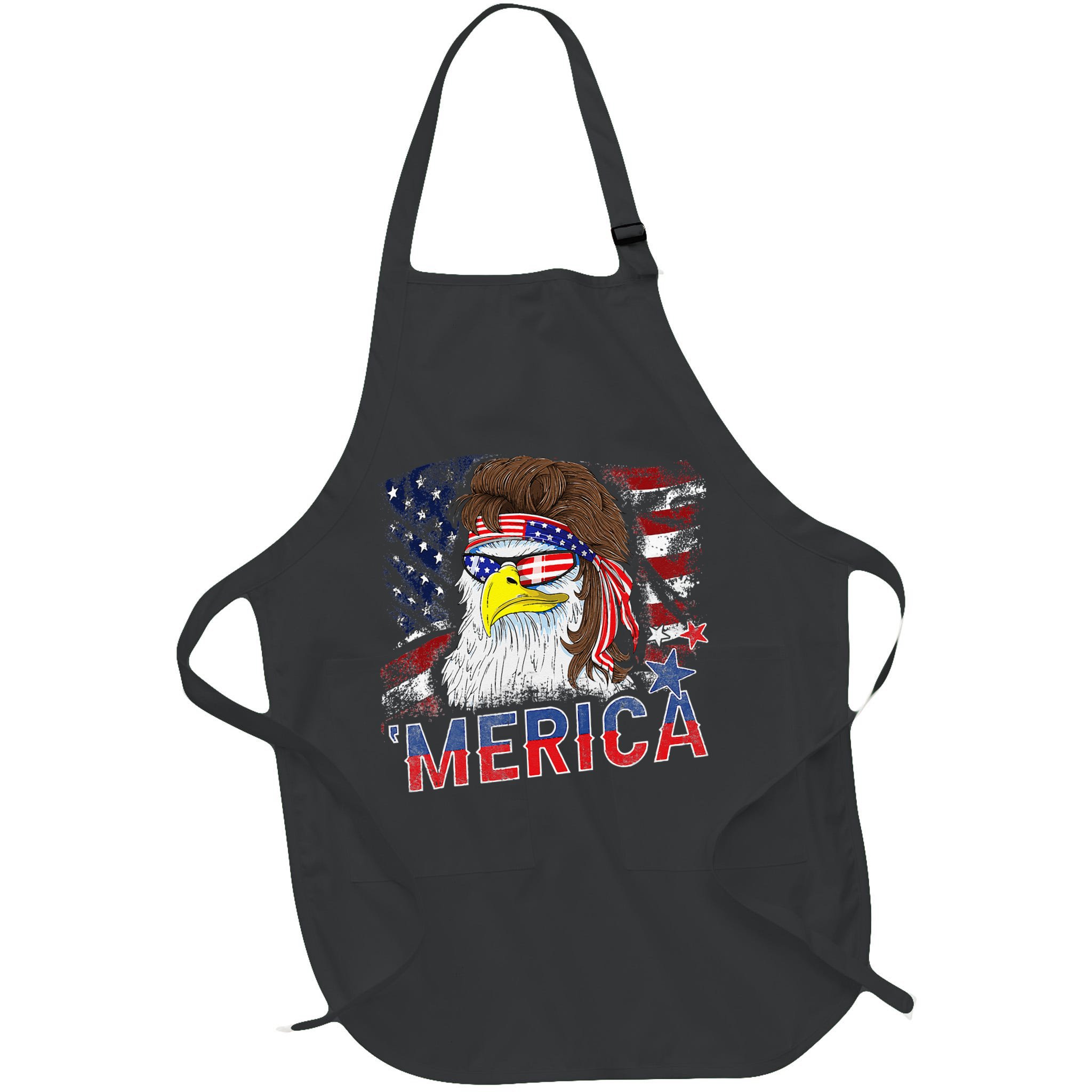 Merica Bald Eagle Mullet 4th Of July American Flag Patriotic Apron