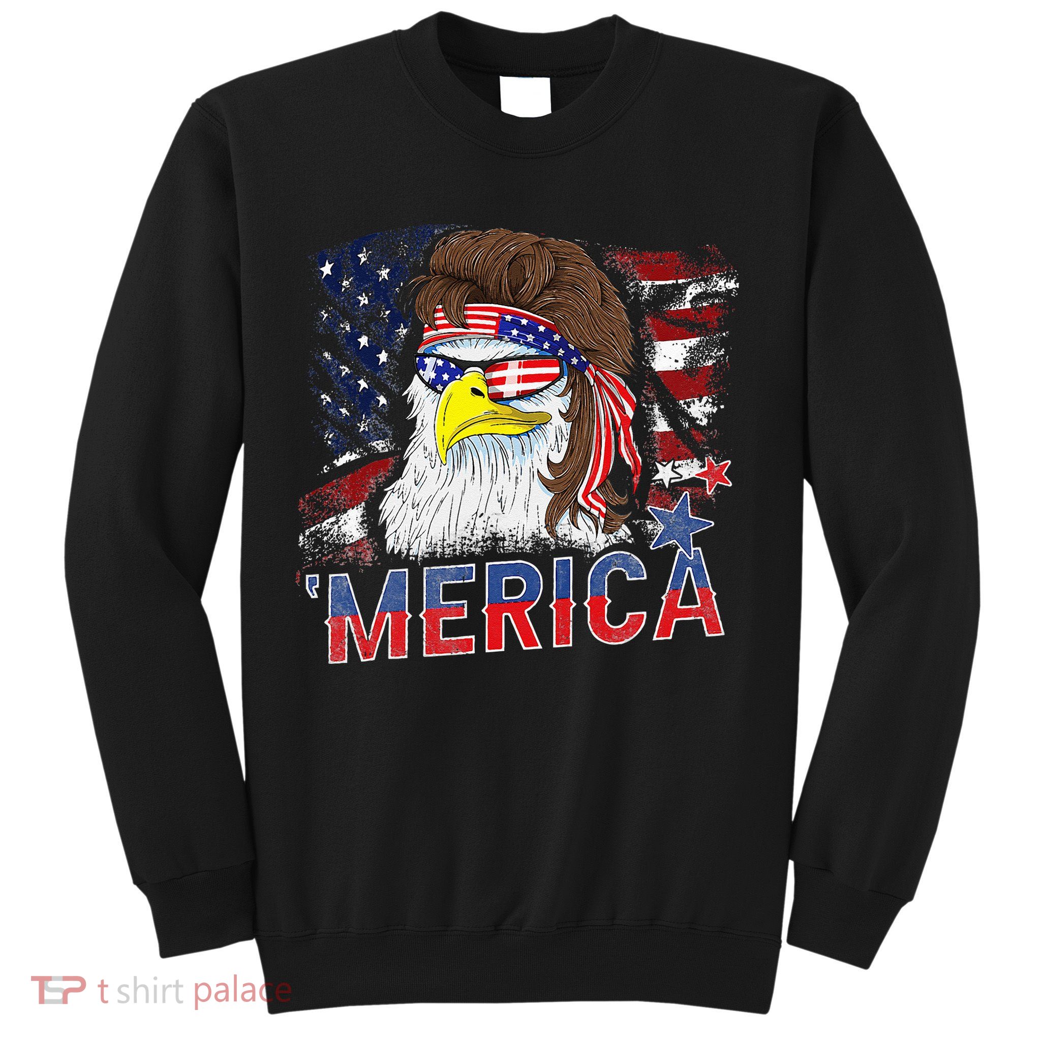 Merica Bald Eagle Mullet 4th Of July American Flag Patriotic Sweatshirt
