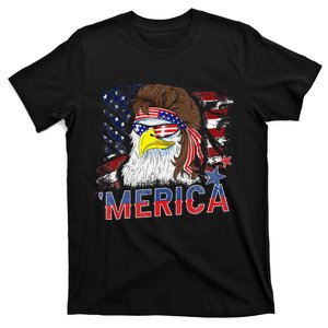 Merica Bald Eagle Mullet 4th Of July American Flag Patriotic T-Shirt