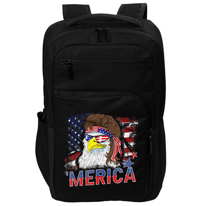 Merica Bald Eagle Mullet 4th Of July American Flag Patriotic Impact Tech Backpack