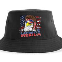 Merica Bald Eagle Mullet 4th Of July American Flag Patriotic Sustainable Bucket Hat