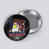 Merica Bald Eagle Mullet 4th Of July American Flag Patriotic Button