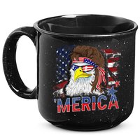 Merica Bald Eagle Mullet 4th Of July American Flag Patriotic 15oz Campfire Ceramic Mug