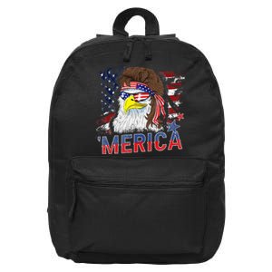 Merica Bald Eagle Mullet 4th Of July American Flag Patriotic 16 in Basic Backpack