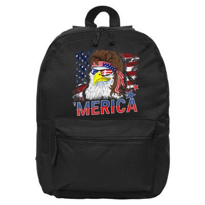 Merica Bald Eagle Mullet 4th Of July American Flag Patriotic 16 in Basic Backpack