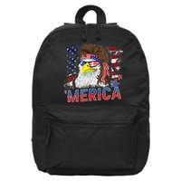 Merica Bald Eagle Mullet 4th Of July American Flag Patriotic 16 in Basic Backpack